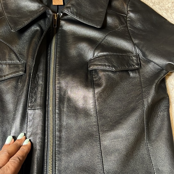 Arden B Black Leather Jacket Sz M - Picture 4 of 13